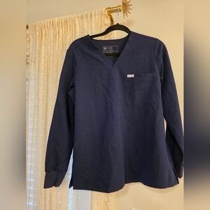 Figs Navy Blue Long Sleeve Scrub Top